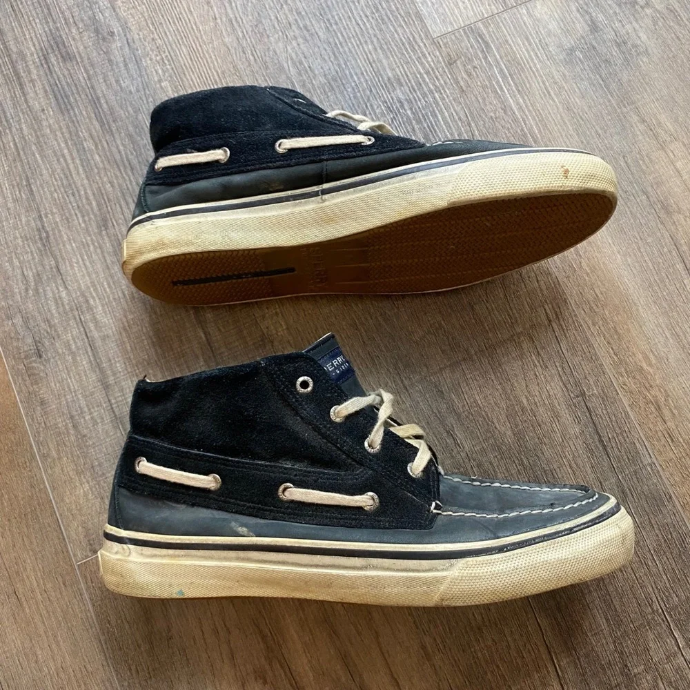 Sperry Top-Sider Bahama Chukka Mens Black Leather Suede Boat Shoes 12 0224394